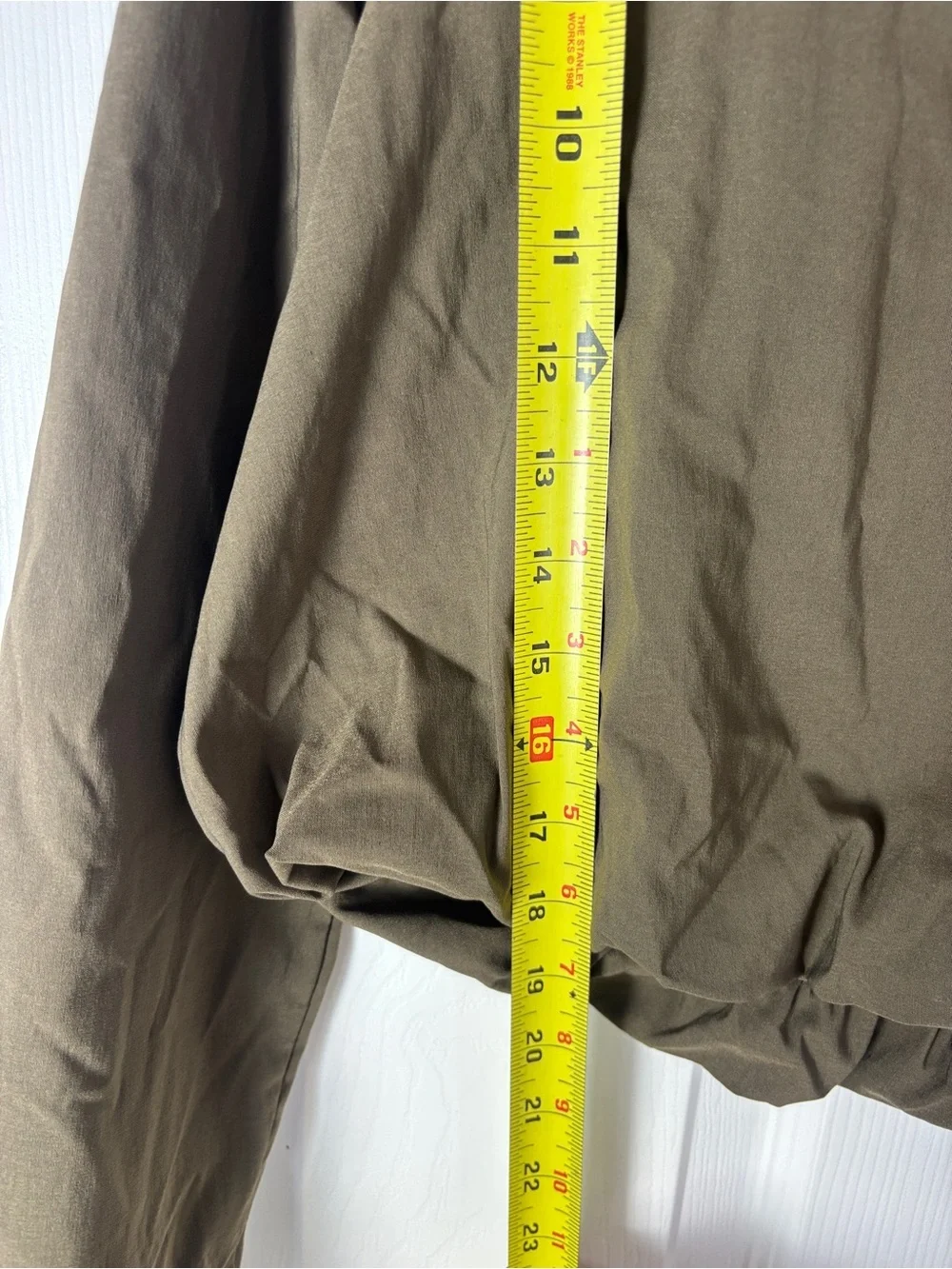 Zara Olive Brown Square Neck Bubble Hem Long Sleeve Crop Top Size M⁠